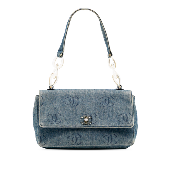 Pre-Loved Chanel CC Printed Denim Single Flap - Picture 1 of 12